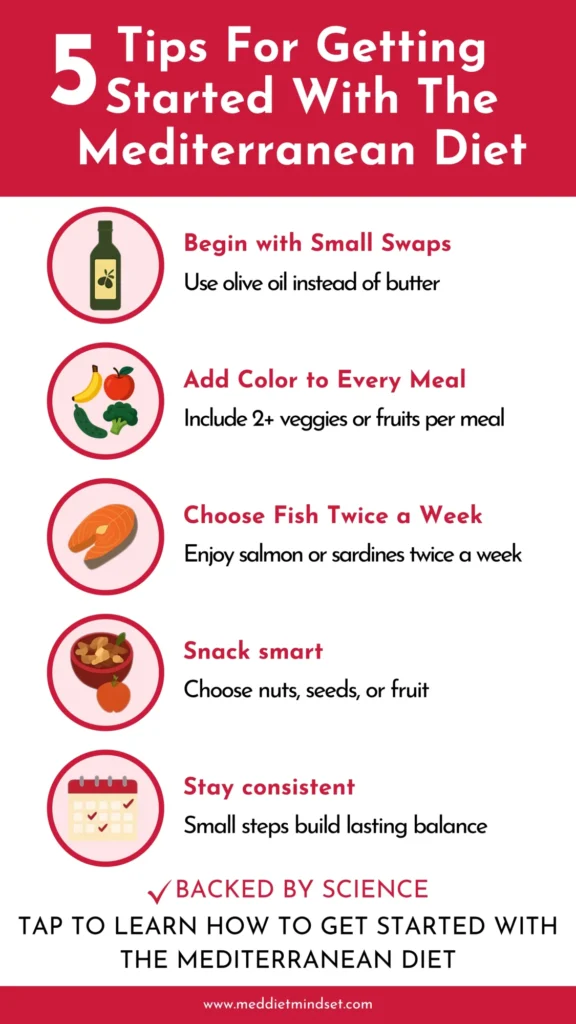 A colorful Mediterranean meal spread featuring vegetables, olive oil, and legumes — symbolizing the connection between the Mediterranean Diet and Depression improvement