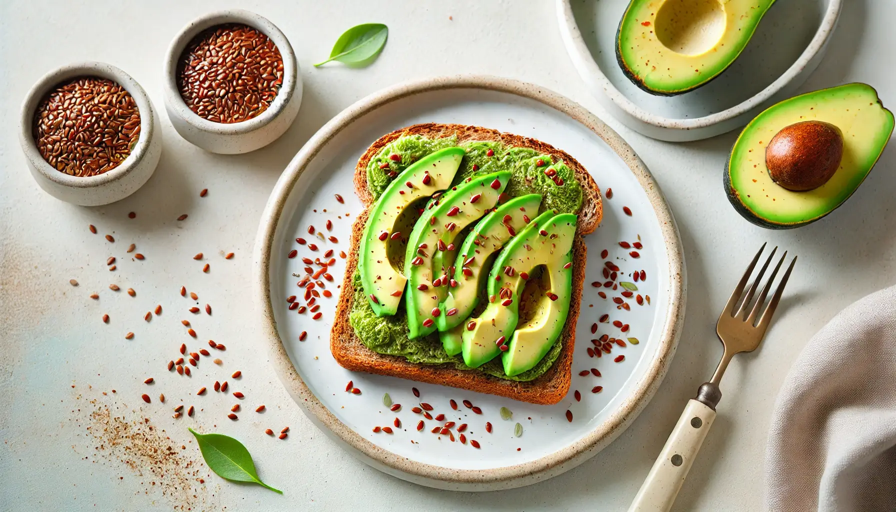 avocado toast with flaxseeds